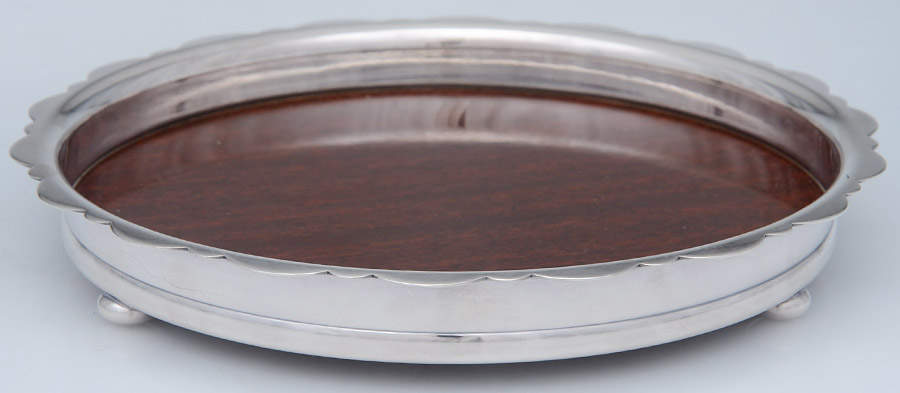 Silverplate Hollowware Wine Coaster with Wood Base by Crescent Silverware-1