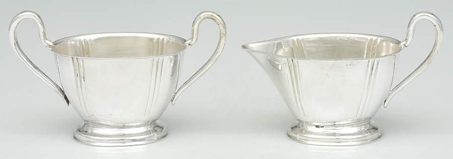 Silverplate Hollowware Creamer & Open Sugar Set by Crescent Silverware-1