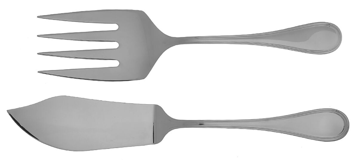Albi-Calissa (Stainless, Glossy) 2 Piece Large Solid Fish Serving Set by Christofle France-1