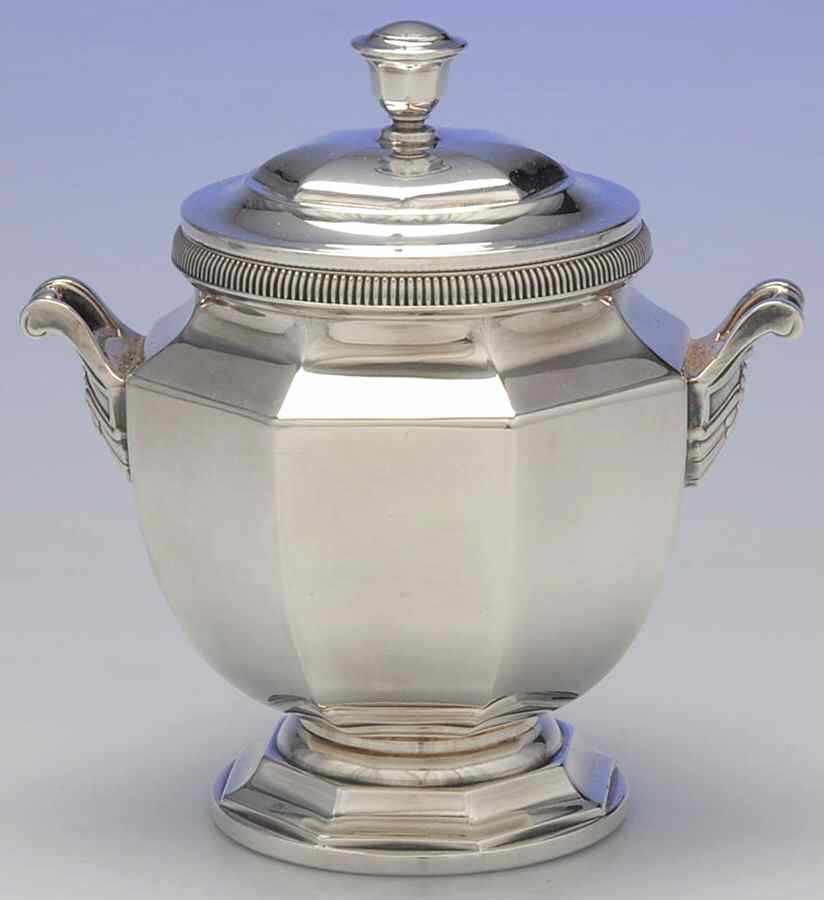 Colbert (Silverplate, Hollowware, Gadroon Design) Sugar Bowl & Lid by Christofle France-1