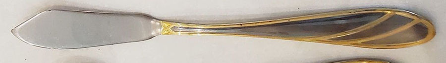 Medina (Stainless, Gold Accent) Flat Handle Master Butter Knife by Cambridge Silver-1