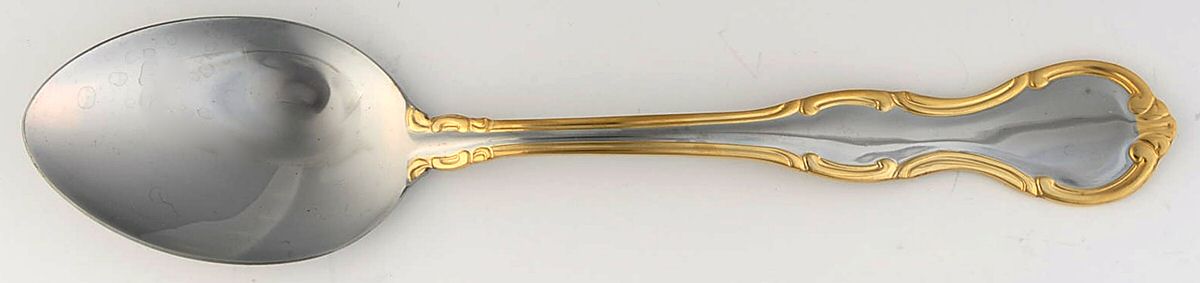 Melinda (Stainless, Gold Accent) Tablespoon (Serving Spoon) by Cambridge Silver-1