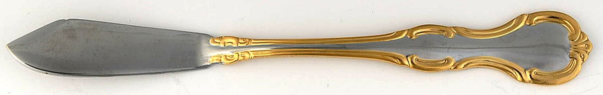 Melinda (Stainless, Gold Accent) Flat Handle Master Butter Knife by Cambridge Silver-1