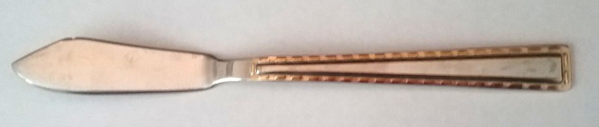 Tailor (Stainless, Gold Accent) Flat Handle Master Butter Knife by Cambridge Silver-1