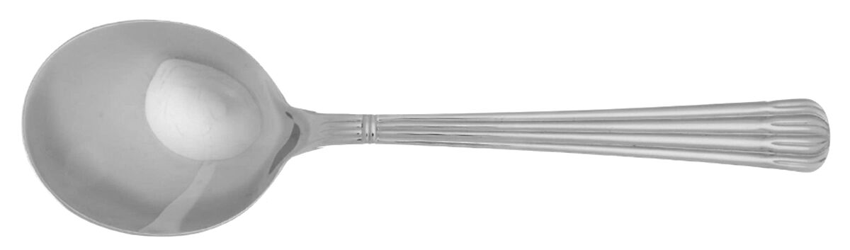 Osiris (Stainless, Ribbed Handle & Bolster) Round Bowl Soup Spoon (Cream Soup) by Christofle France-1
