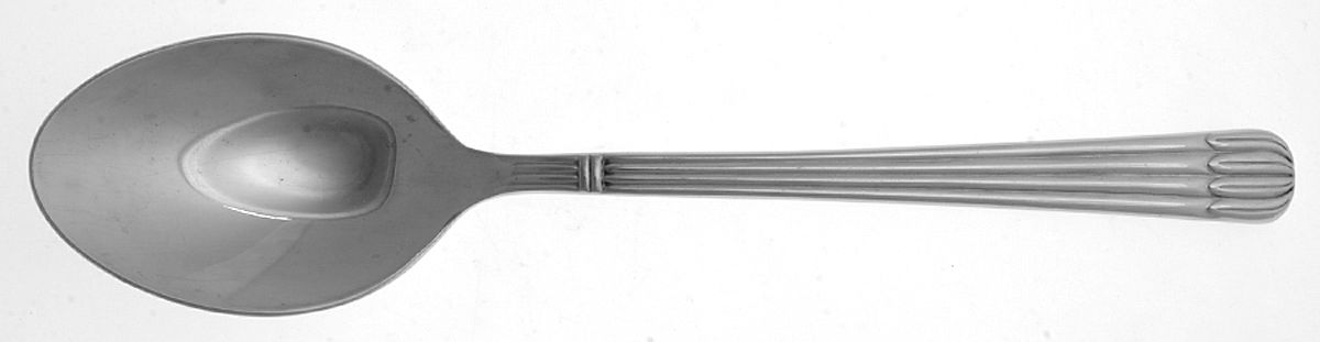Osiris (Stainless, Ribbed Handle & Bolster) Solid Serving Spoon by Christofle France-1