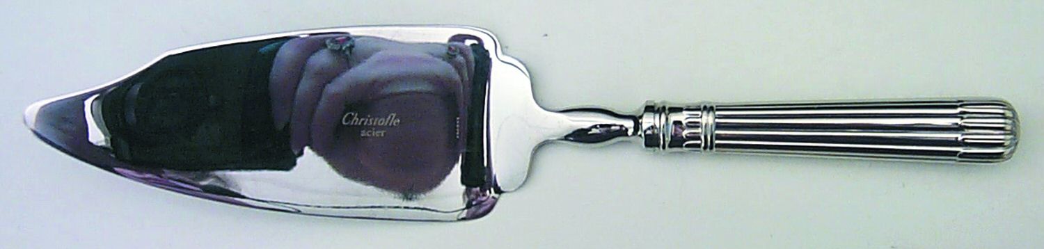 Osiris (Stainless, Ribbed Handle & Bolster) Pie and Cake Server, Solid Piece by Christofle France-1
