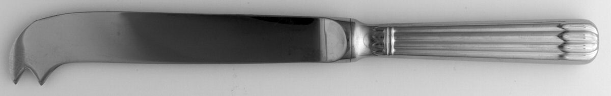 Osiris (Stainless, Ribbed Handle & Bolster) Cheese Knife with Stainless Blade by Christofle France-1