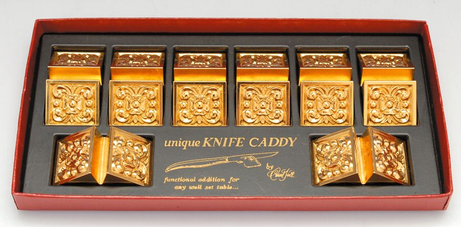 Gold Electroplate Flatware Knife Rest - Set of 8 by Carvel Hall-1