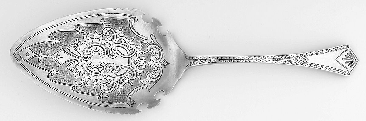 CR41 (Sterling) Large Solid Bright Cut Pie Knife by Crosby, Morse & Foss-1