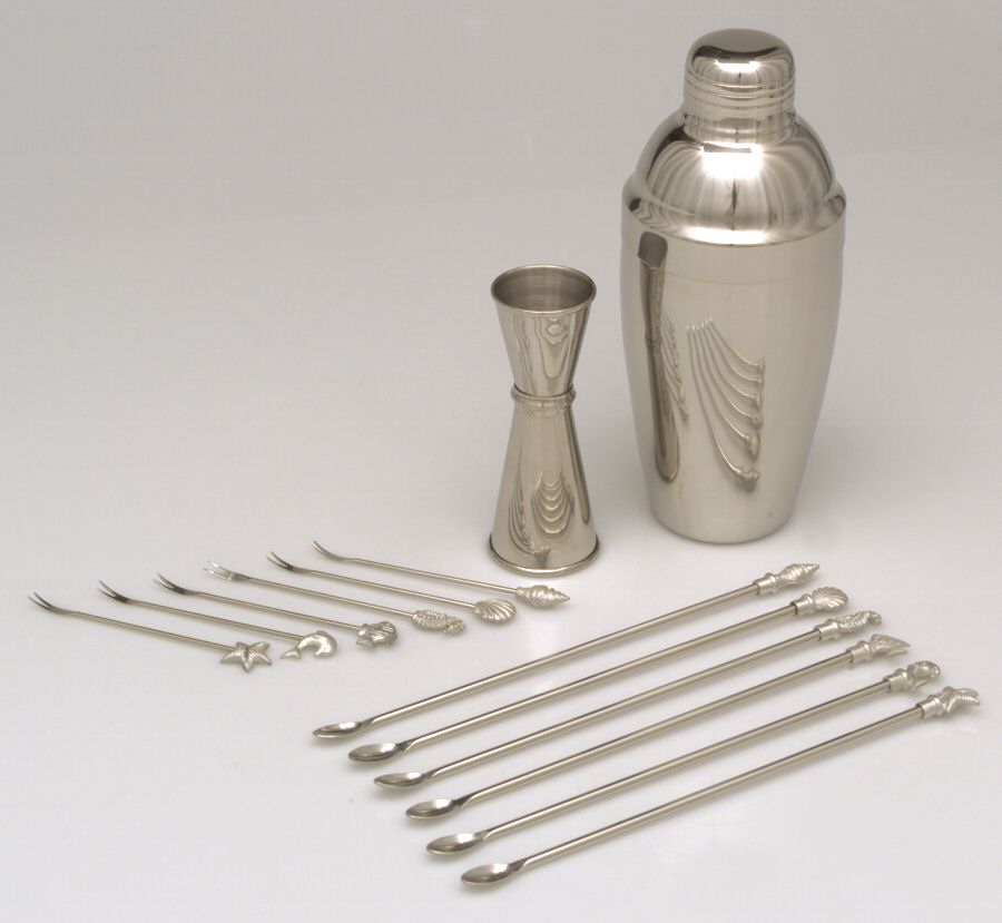 Seashells (Stainless, Hollowware) 14 Piece Cocktail Set by Jean Couzon-1