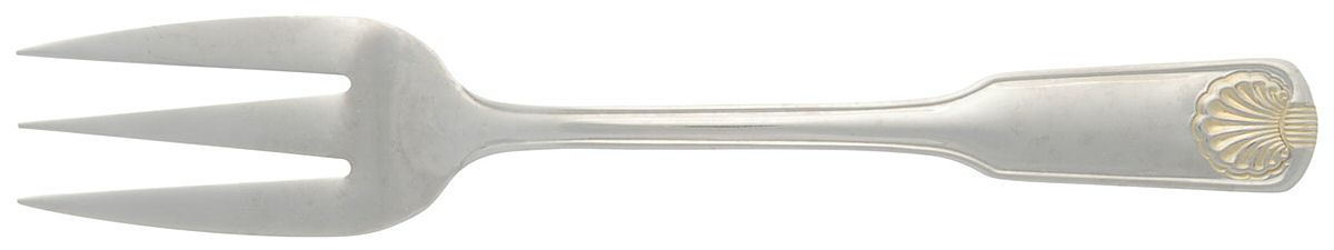 Shell-Gold Accent (Stainless) Medium Solid Cold Meat Serving Fork by Cambridge Silver-1