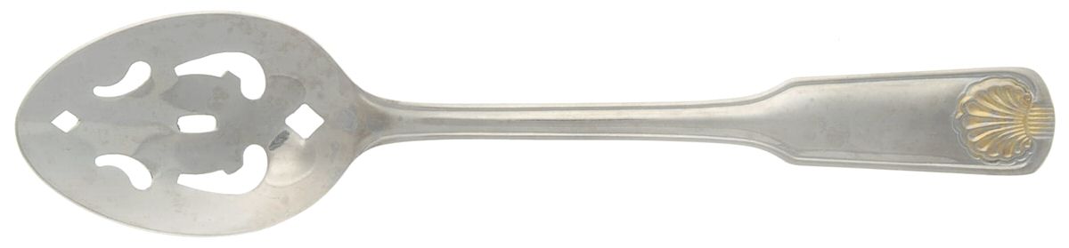 Shell-Gold Accent (Stainless) Pierced Tablespoon (Serving Spoon) by Cambridge Silver-1