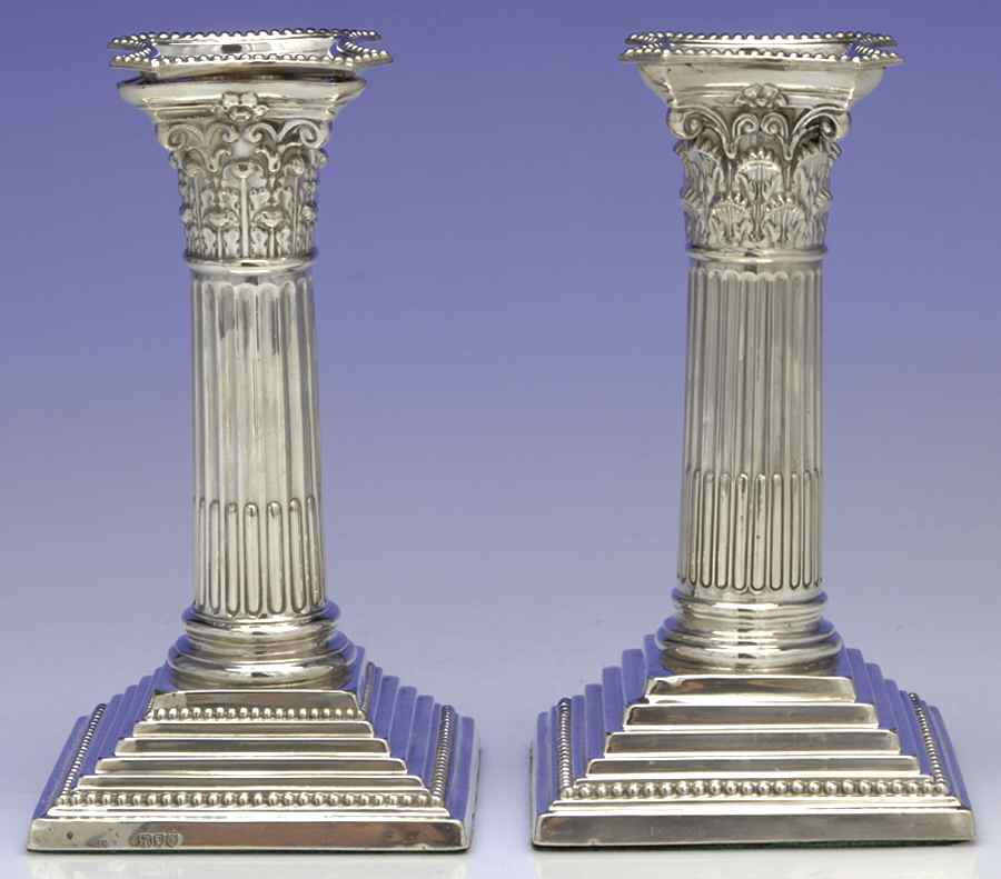 Sterling Hollowware Pair of Candlesticks by Charles Boyton&Son-1