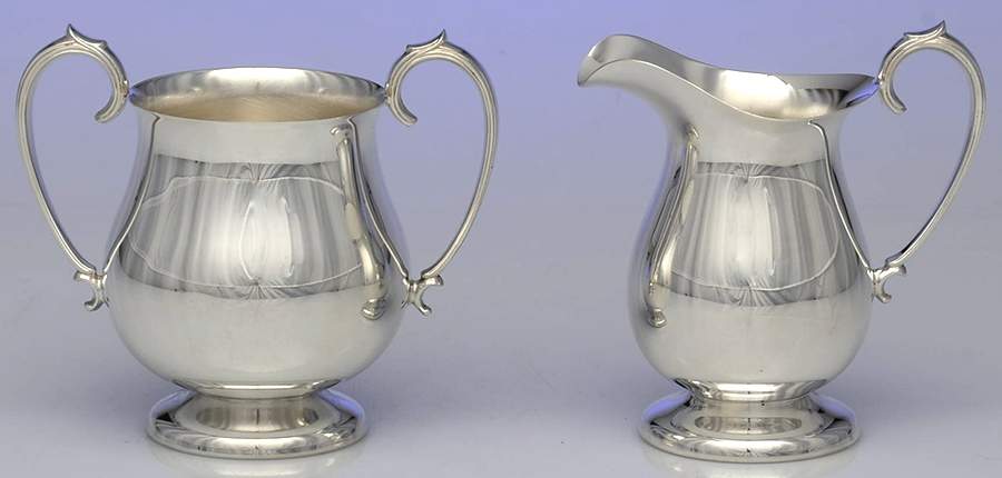 52 (Silverplate, Hollowware) Creamer & Open Sugar Set by Crescent Silverware-1