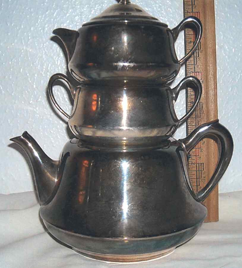51P (Silverplate, Hollowware) Mini Stacking Teapot & Lid by Crescent Silverware-1