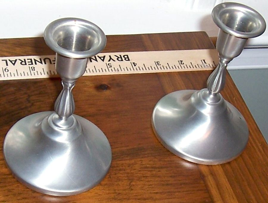 Pewter Hollowware Console Candleholder by Preisner-1