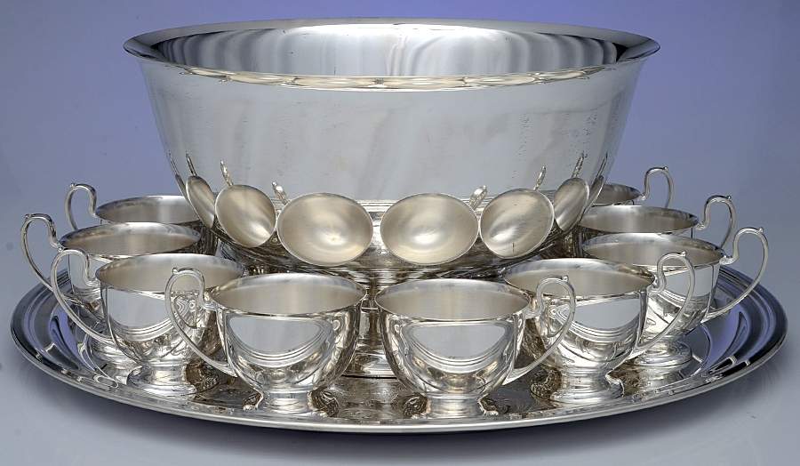 888 (Silverplate, Hollowware) 14 Pc Punch Set (PUN, 12 PUNC & PUNT) by Crescent Silverware-1
