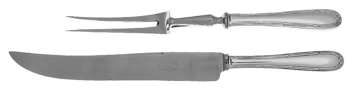 Turgot (Silverplate) Large 2-Piece Roast Carving Set w/Stainless Blade by Christofle France-1