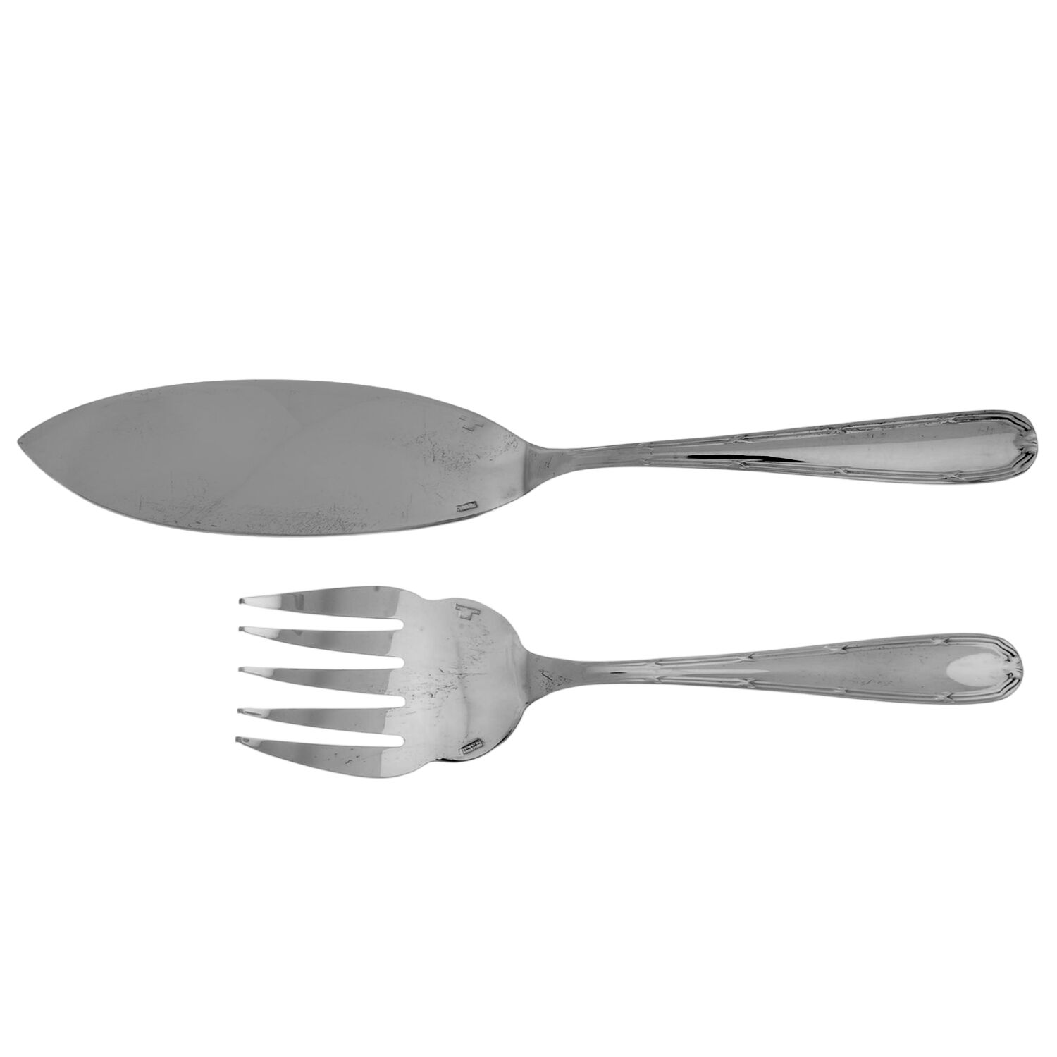 Turgot (Silverplate) 2 Piece Large Solid Fish Serving Set by Christofle France-1