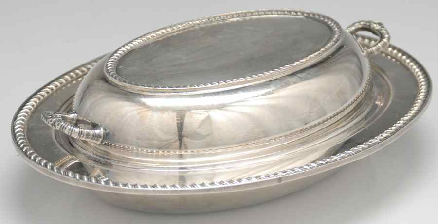 146 (Silverplate, Hollowware) (2 Pc) 11" Oval Double Vegetable by Cheshire Silver-1