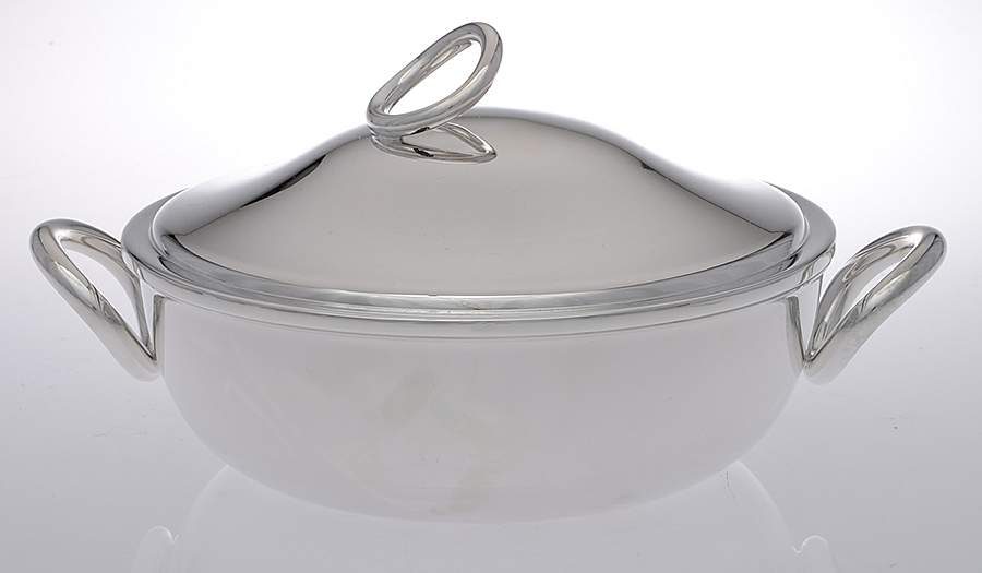 Vertigo (Silverplate, Hollowware) Round Covered Vegetable Bowl by Christofle France-1