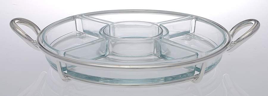 Vertigo (Silverplate, Hollowware) 5 Part Relish with Glass Liner(S) by Christofle France-1