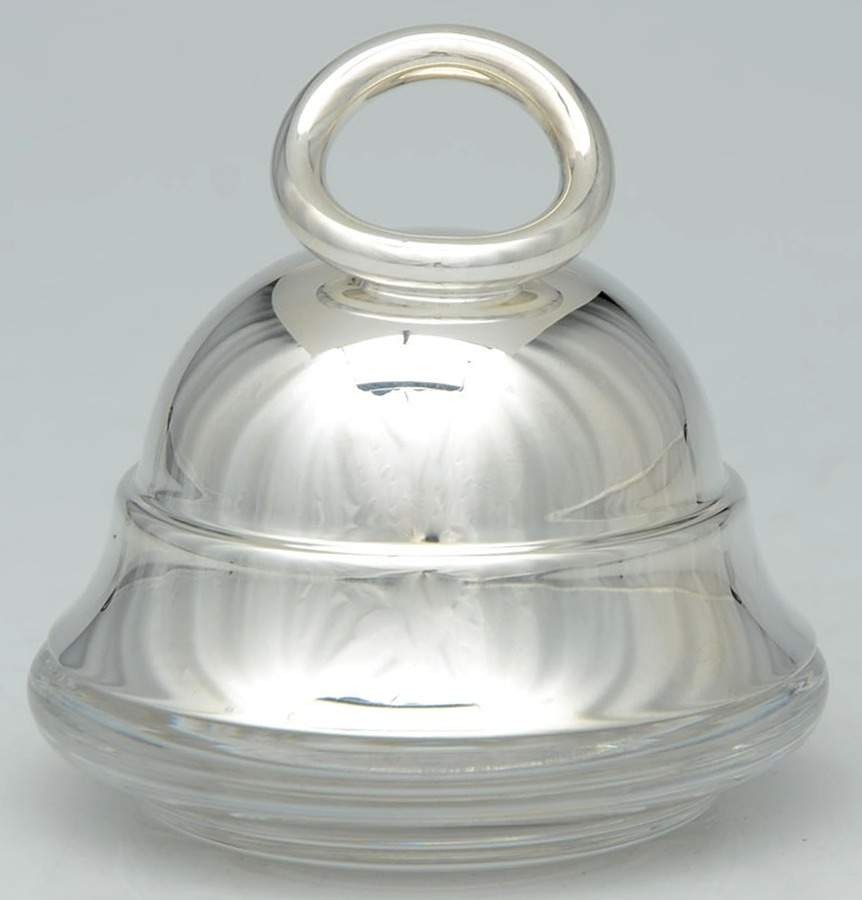 Vertigo (Silverplate, Hollowware) Round Glass Butterdish with Silverplate Lid by Christofle France-1