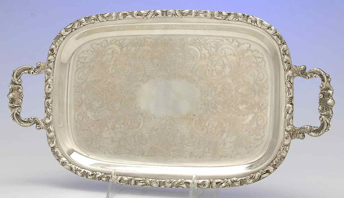 4873EH (Silverplate, Hollowware) Small Silverplate Waiter Tray by Crescent Silverware-1