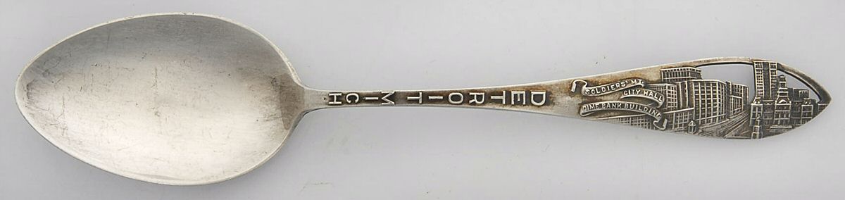 States & Cities Souvenir Spoons(Sterling) Michigan Teaspoon by Chas M Robbins-1