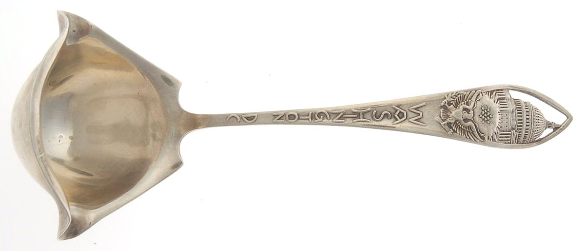States & Cities Souvenir Spoons(Sterling) Washington Dc Cream Dipper W/Two Spouts by Chas M Robbins-1