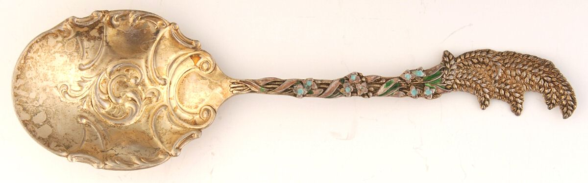 CBM5 (Sterling) Enameled Sugar Spoonq by Campbell Metcalf-1