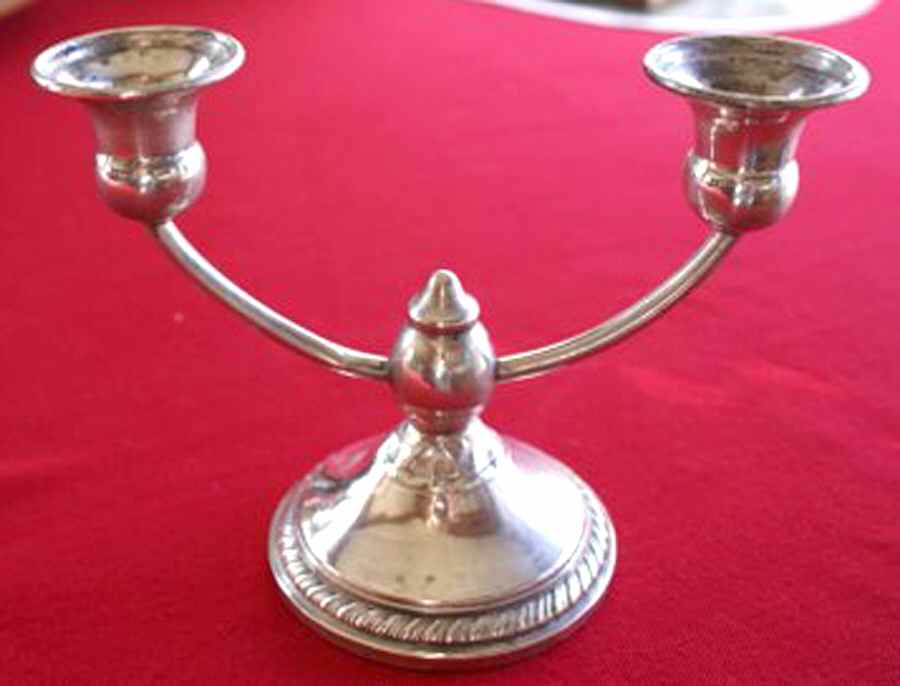 105 (Sterling, Hollowware) Small 2-Light Sterling Candelabra by Crown Silver Inc-1