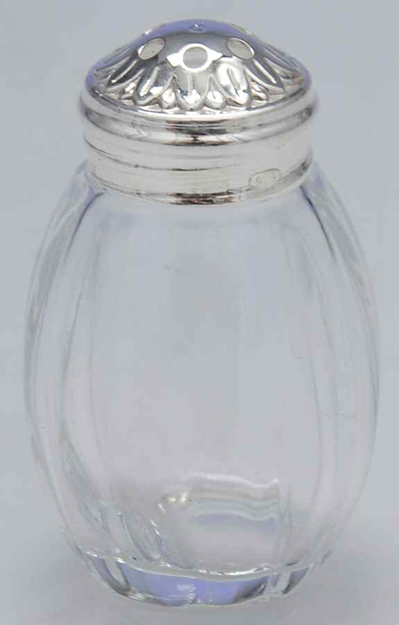 Malmaison (Sterling, Hollowware) Crystal Salt Shaker W/Silver Top & Base by Christofle France-1