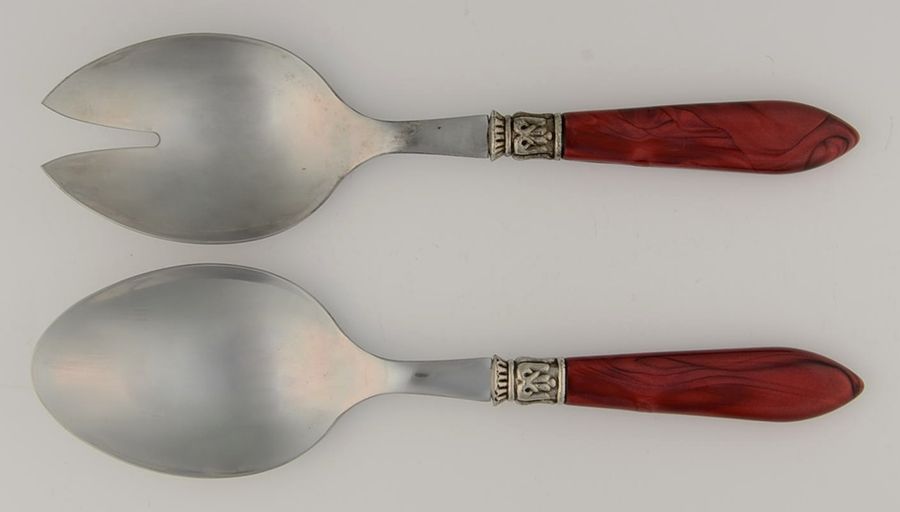 Cameo-Burgundy (Stainless) 2 Pc Salad Set with Stainless Bowl by Cambridge Silver-1