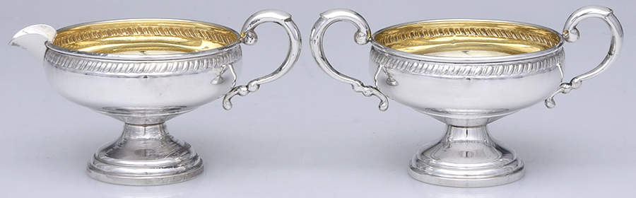 512 (Sterling, Hollowware) Weighted Mini Creamer and Open Sugar by Crown Silver Co-1