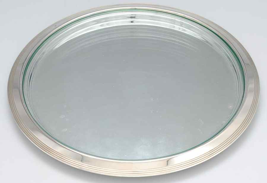 Normandie (Silverplate, Hollowware) 13" Cheese Tray & Glass Top by Christofle France-1