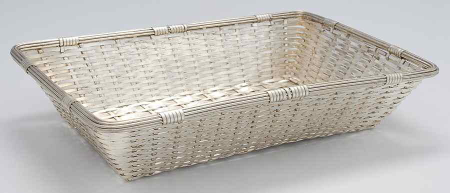 Woven (Silverplate, Hollowware) 10" Rectangular Basket by Christofle France-1