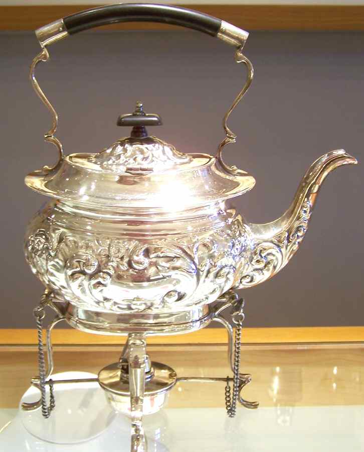2005 (Silverplate, Hollowware) Kettle, Stand & Burner by Cheltenham & Co Ltd-1