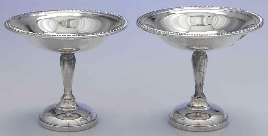 99 (Silverplate, Hollowware) Pair of Round Compotes (Height X Width) by Cheshire Silver-1