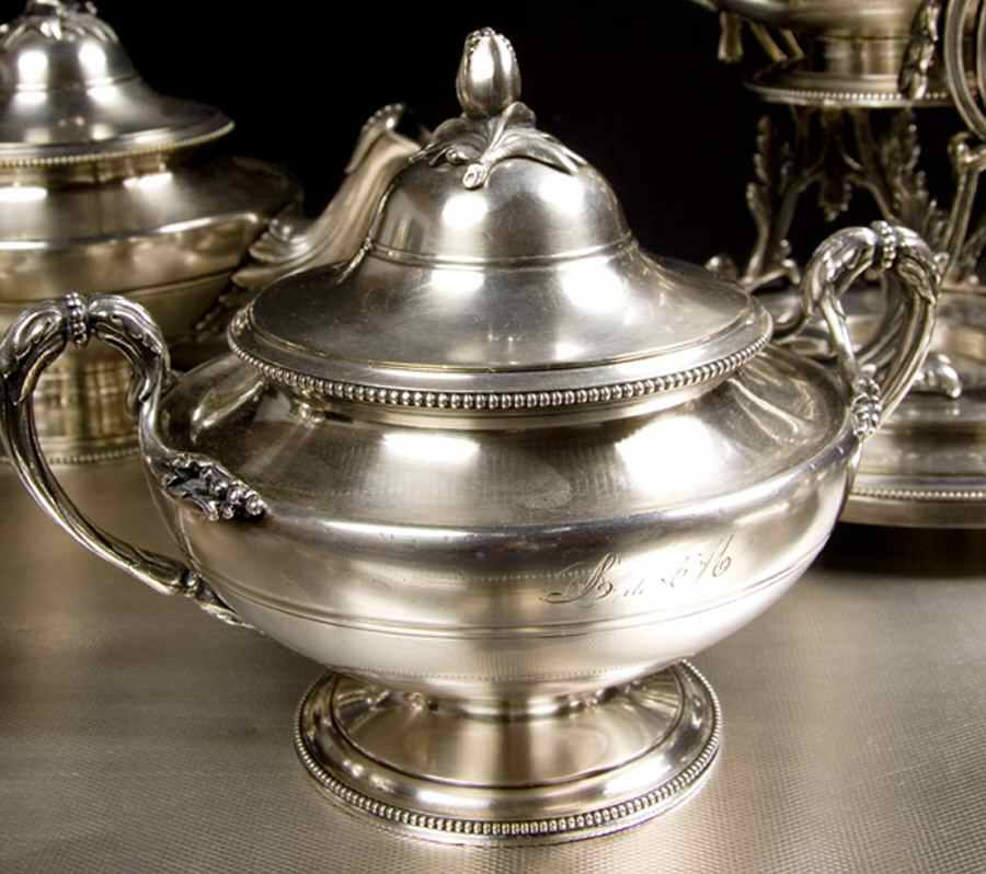 2098149 (Silverplate, Hollowware) Sugar Bowl & Lid by Christofle France-1