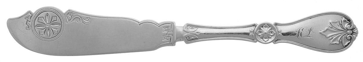 CSV8 (Coin) Flat Handle Bright Cut Master Butter by Misc Coin Silver Mfg-1