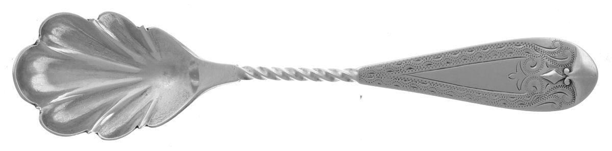 Dart-Engraved (Coin) Sugar Shell Spoon by Misc Coin Silver Mfg-1