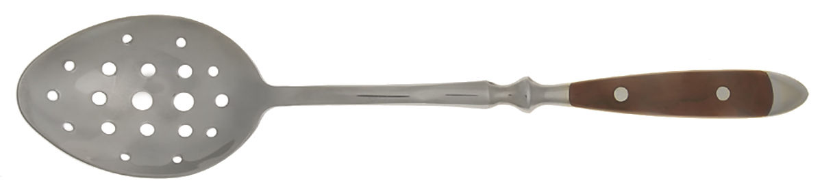 Bistro Woodgrain Brown (Stainless) Serving Spoon-Slotted by Chefs-1