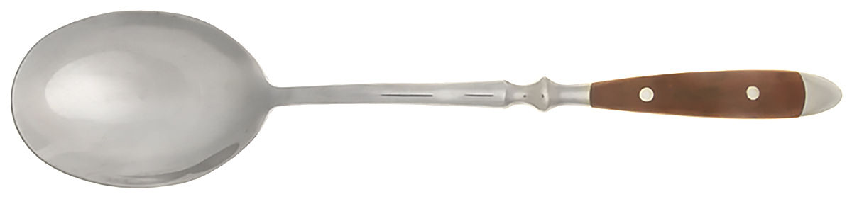 Bistro Woodgrain Brown (Stainless) Solid Serving Spoon by Chefs-1