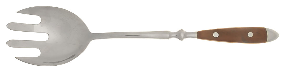 Bistro Woodgrain Brown (Stainless) Solid Serving Fork by Chefs-1