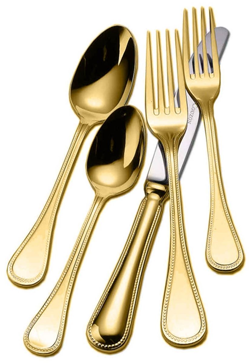 Le Perle (Gold Electroplate) Fork by Jean Couzon-1