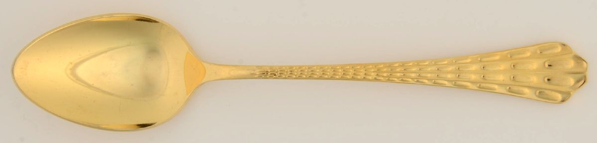 CSM4g (Gold Electroplate, 1966) Place/Oval Soup Spoon by Cosmos Products Company-1