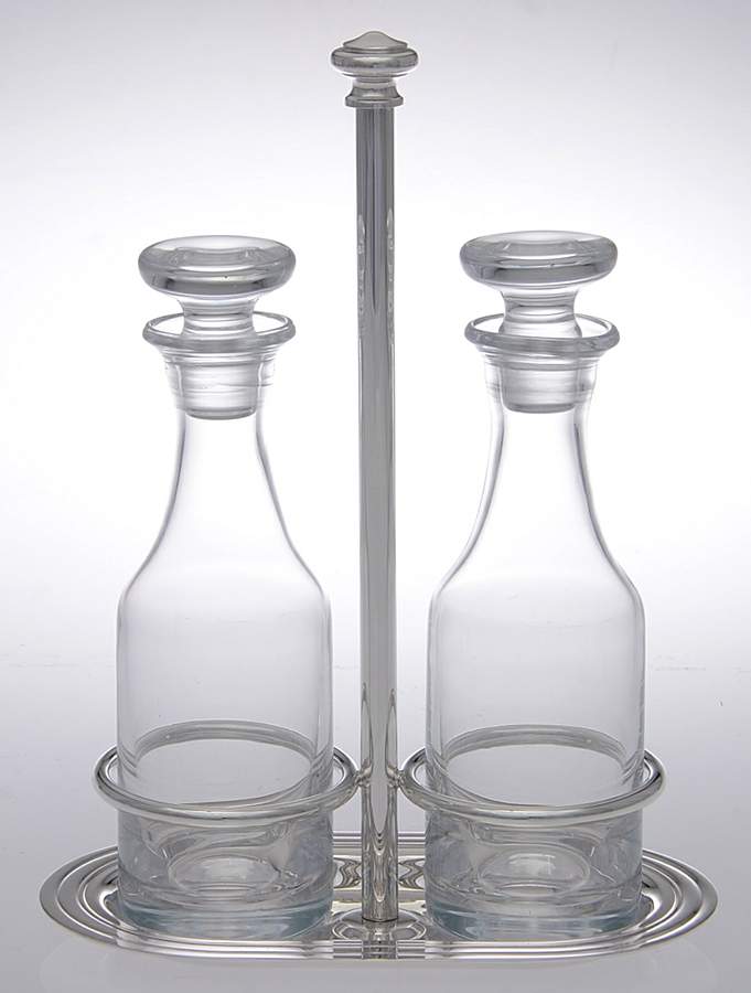 Albi (Silverplate, Hollowware) Cruet Set-2 Cry Bottles & Stand by Christofle France-1