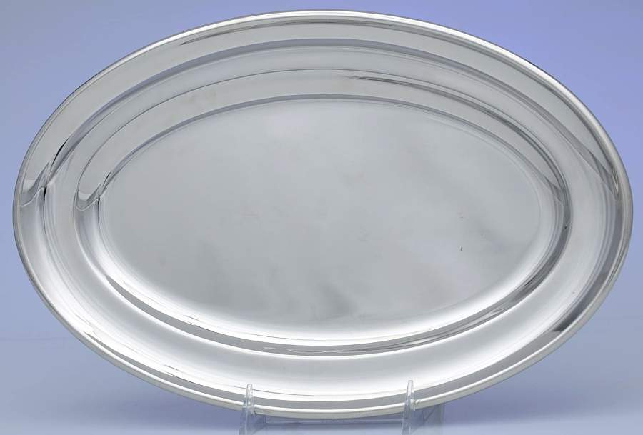 Stainless Hollowware 14" Oval Serving Platter by Jean Couzon-1
